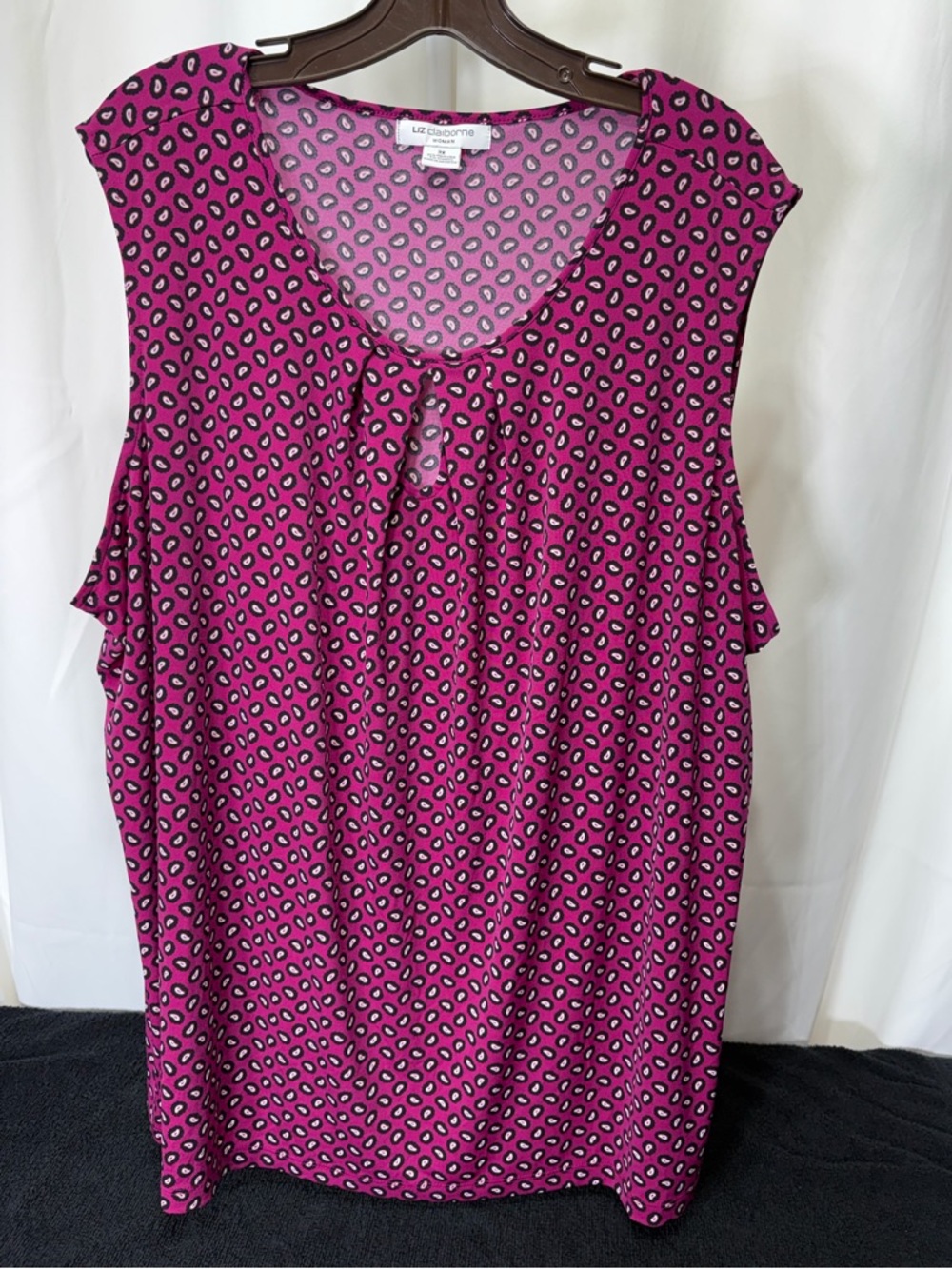 Liz Claiborne Fuchsia Printed Cold-Shoulder Tunic 2656